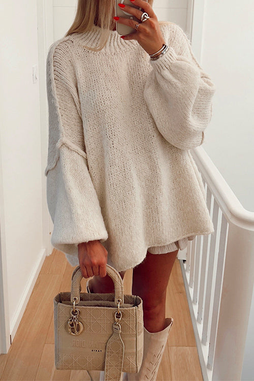 Drop Shoulder Plain Pullover Sweater
