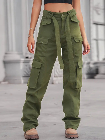 Washed Multi-pocket Denim Cargo Pants