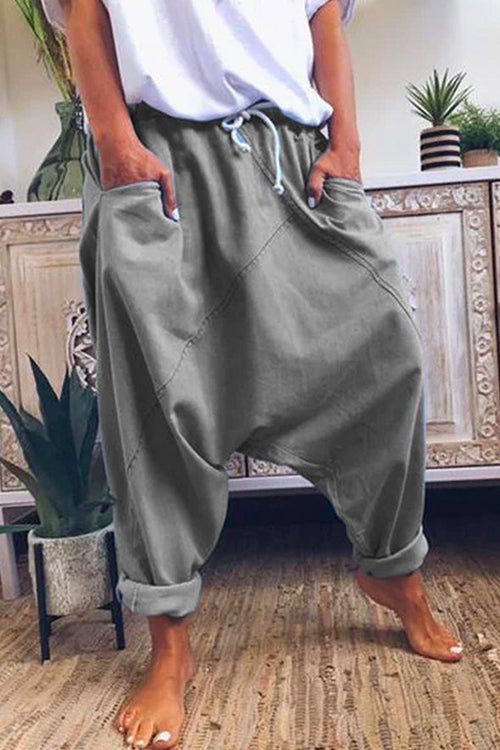Drawstring Waist Hippie Harem Pants