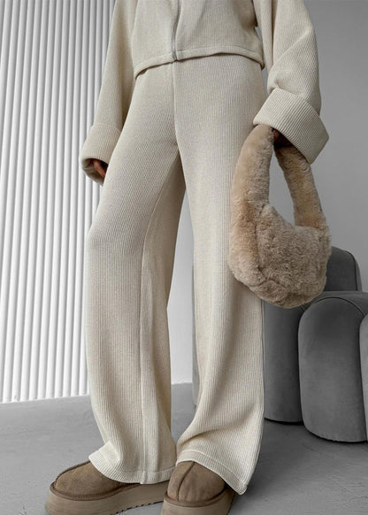 Avery Knit Lounge Set – Zip-up Jacket and Wide-leg Pants