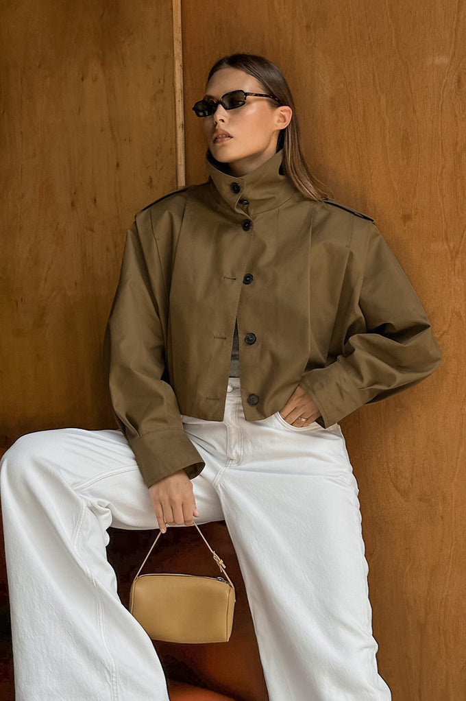Pleated Detail Short Coat