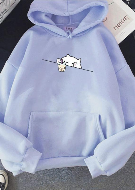 Adorable Cat Boba Hoodie - Soft & Cozy ’s Sweatshirt