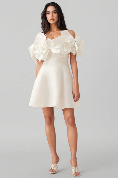 Evelyn White Oversized Applique Mini Dress