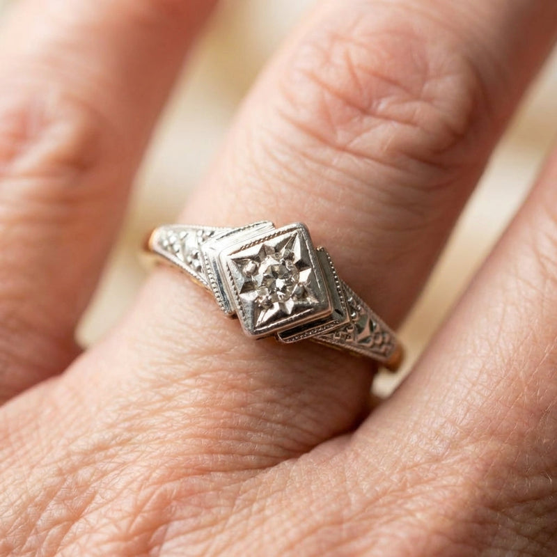 Vintage Glass Star Gold Ring