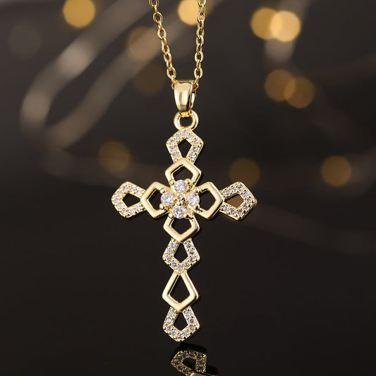 Elegant Crystal Cross Necklace