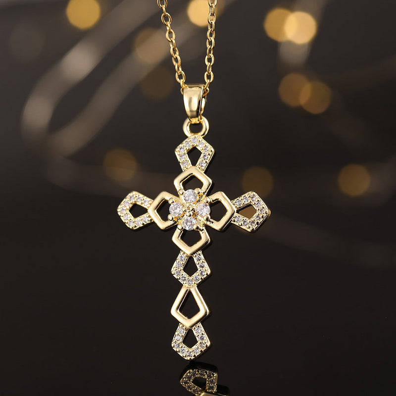 Elegant Crystal Cross Necklace