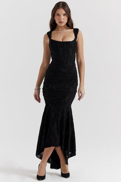 Rose Black Maxi Dress