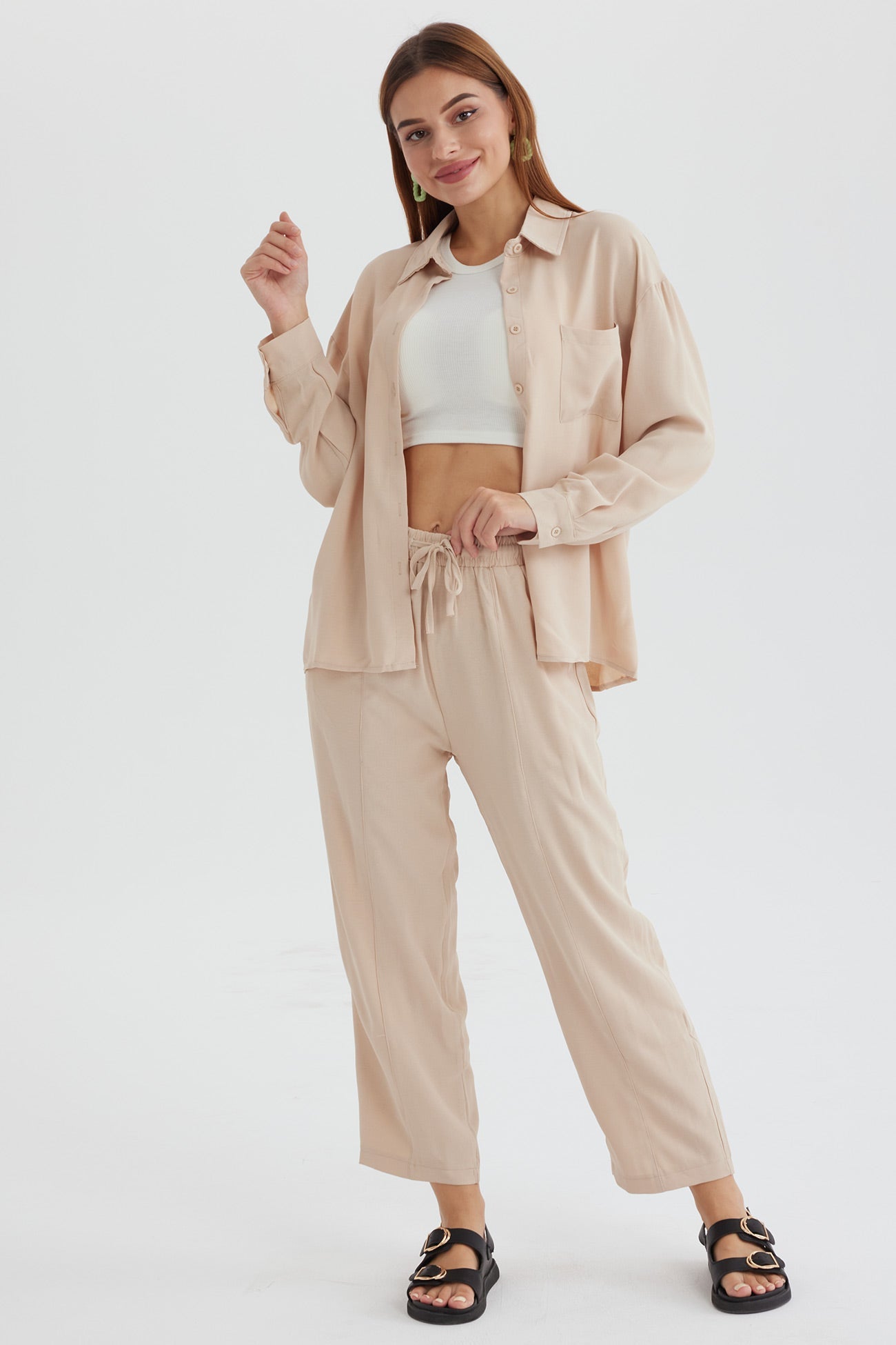 Long Sleeve Color Shirt Long Pants Set