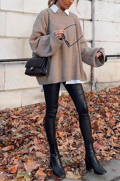Crewneck Drop Shoulder Loose Fit Sweater