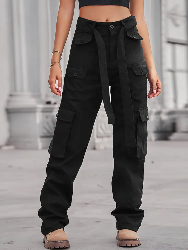 Washed Multi-pocket Denim Cargo Pants