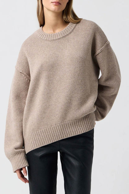Round Neck Color Pullover Sweater