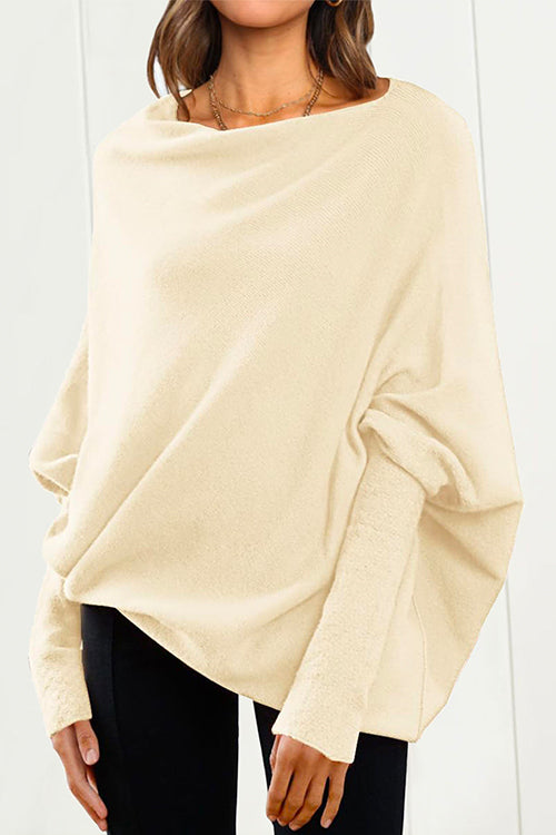 Batwing Sleeves Slouchy Knit Sweater