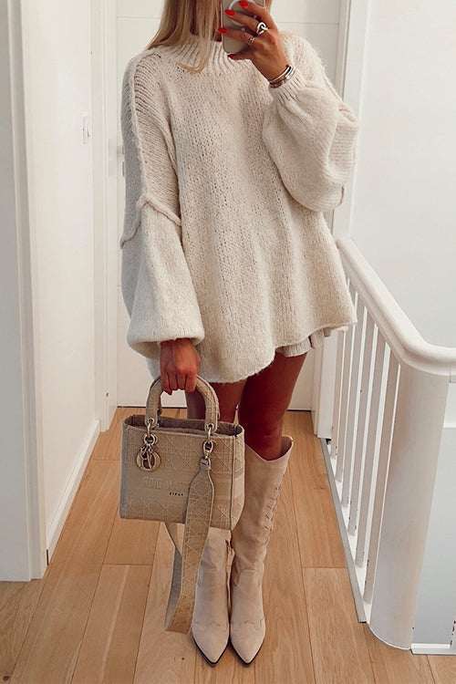 Drop Shoulder Plain Pullover Sweater