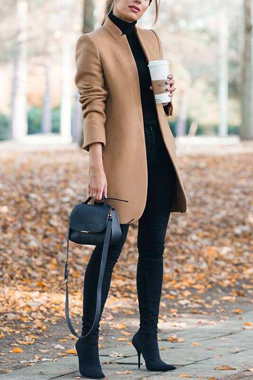 Rosamary Stand Collar Open Front Cardigan