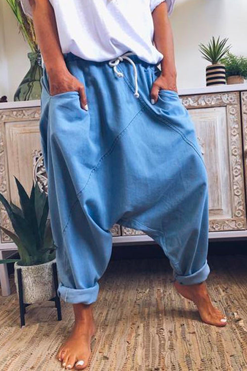 Drawstring Waist Hippie Harem Pants
