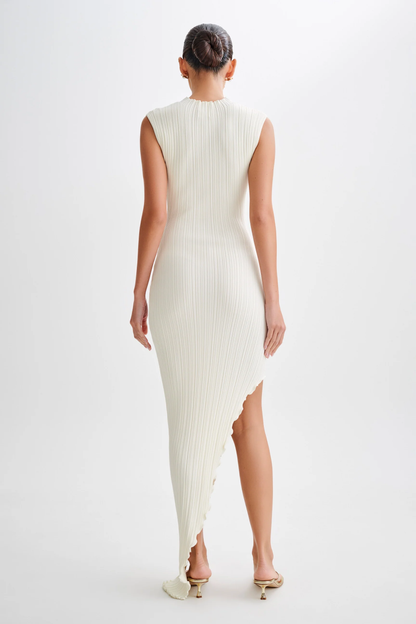 Asymmetrical Rib Knit Maxi Dress