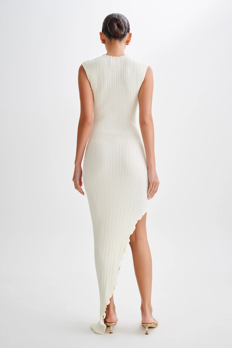 Asymmetrical Rib Knit Maxi Dress