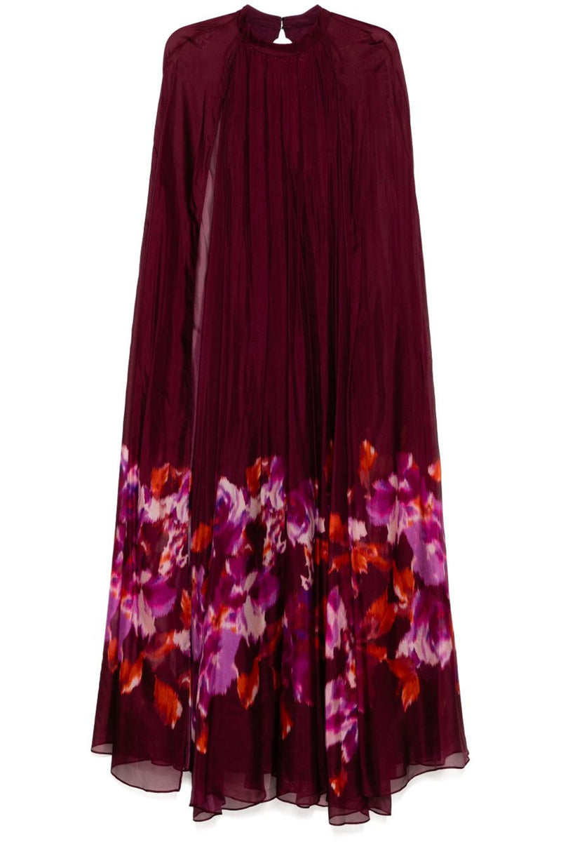 Sabrina Printed Cape Sleeve Maxi Dress