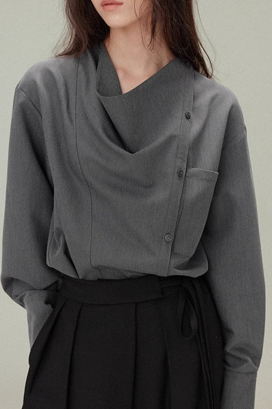Relaxed Draped Neck Blouse