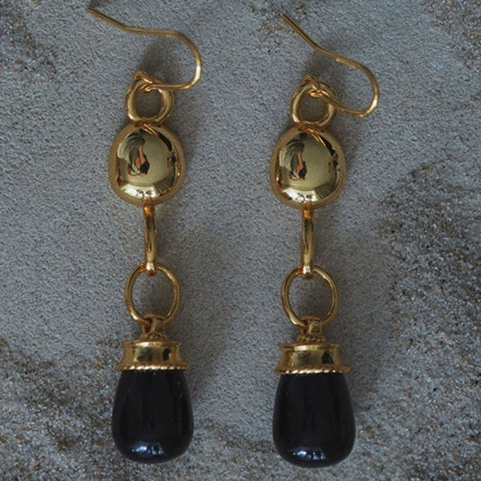 Classic Gold Onyx Earrings