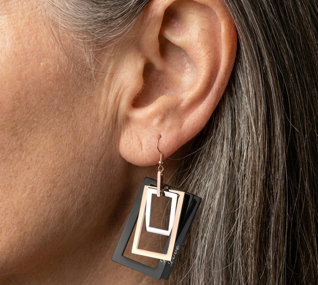 Vintage Hollow Rectangle Earrings