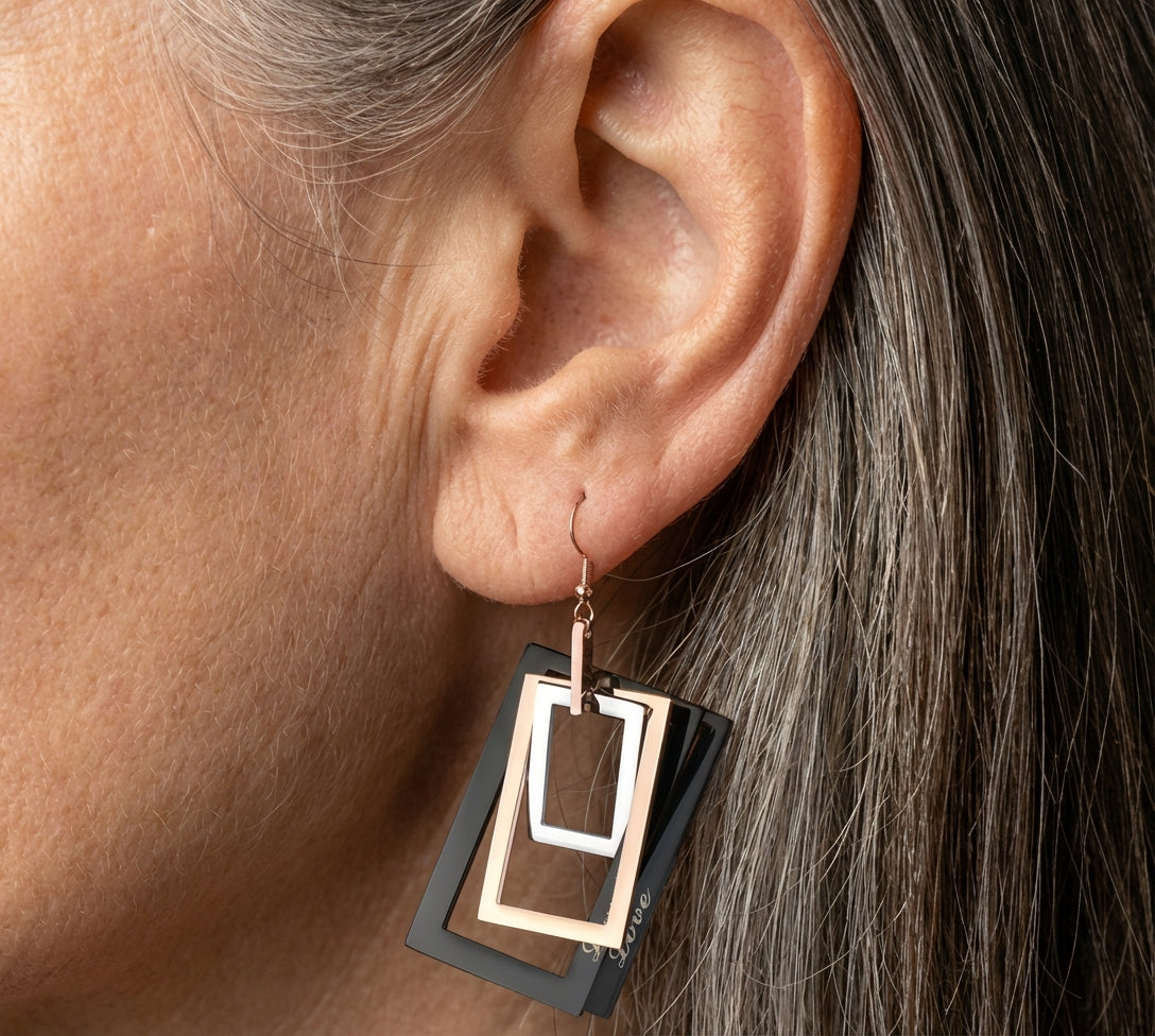Vintage Hollow Rectangle Earrings