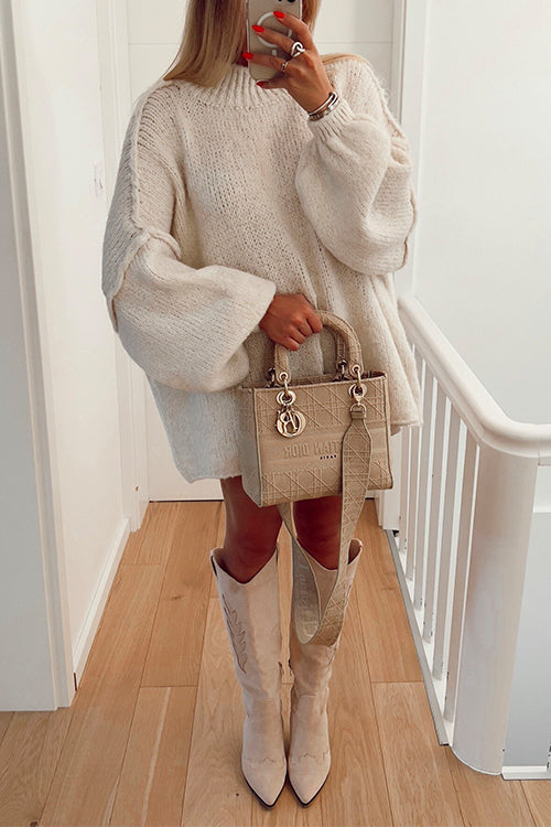 Moxidress Drop Shoulder Plain Pullover Sweater
