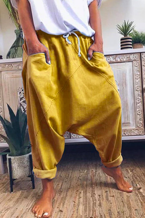 Drawstring Waist Hippie Harem Pants
