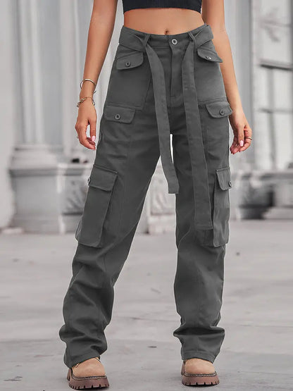 Washed Multi-pocket Denim Cargo Pants