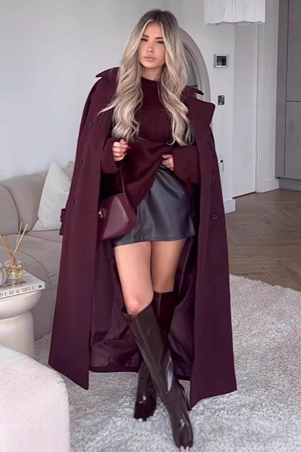 Waisted Lapel Wool Overcoat