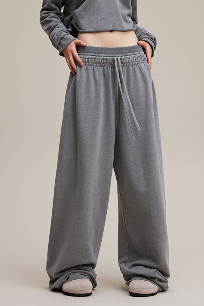 Double Waist Denim Knit Pants