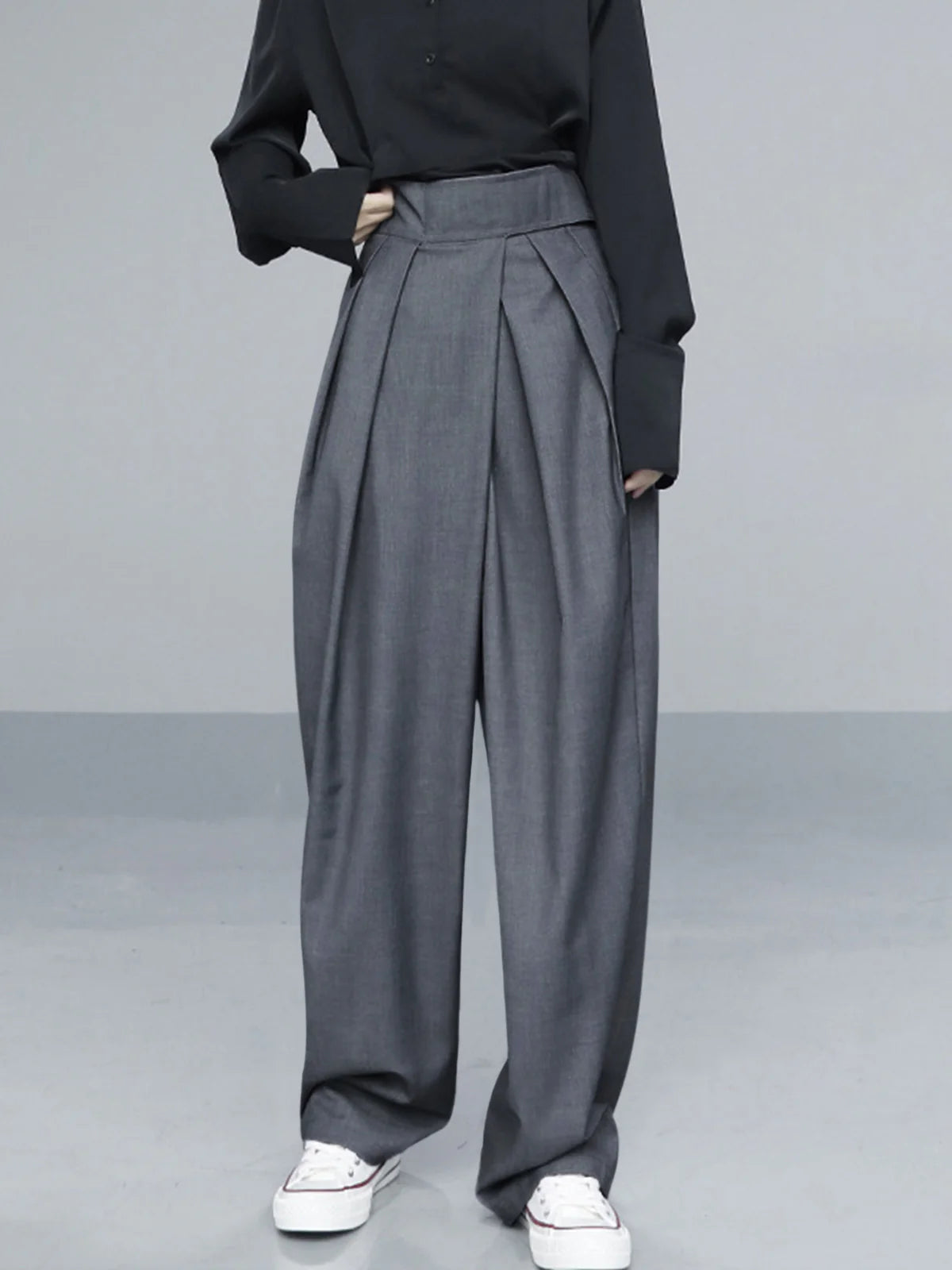Hook-and-loop Fastener Wide Leg Velcro Pants