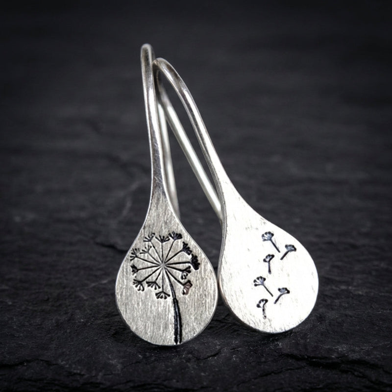 925 Sterling Silver Dandelion Leaf Earrings