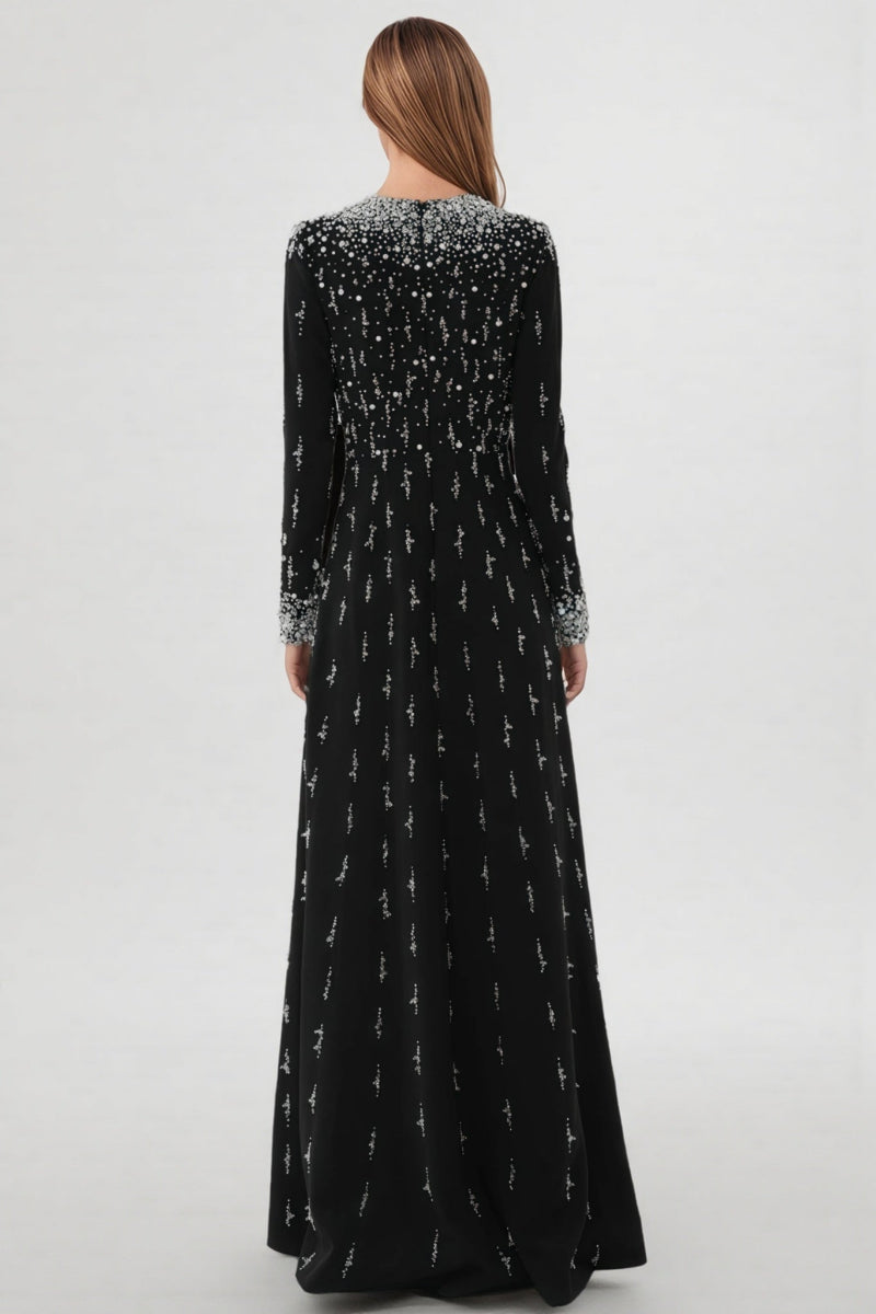 Jarety Long Sleeve Beaded Maxi Dress
