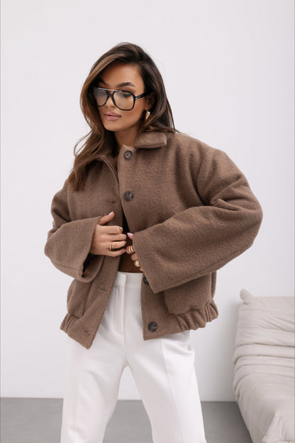 Wool Pocket Elastic Snap Coat