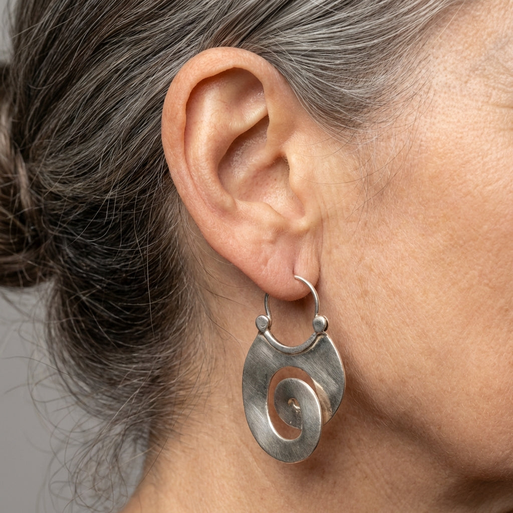 Vintage Irregular Form Silver Earrings