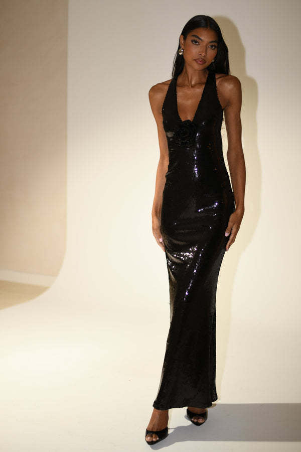 Cut-out Halter High Slit Maxi Dress