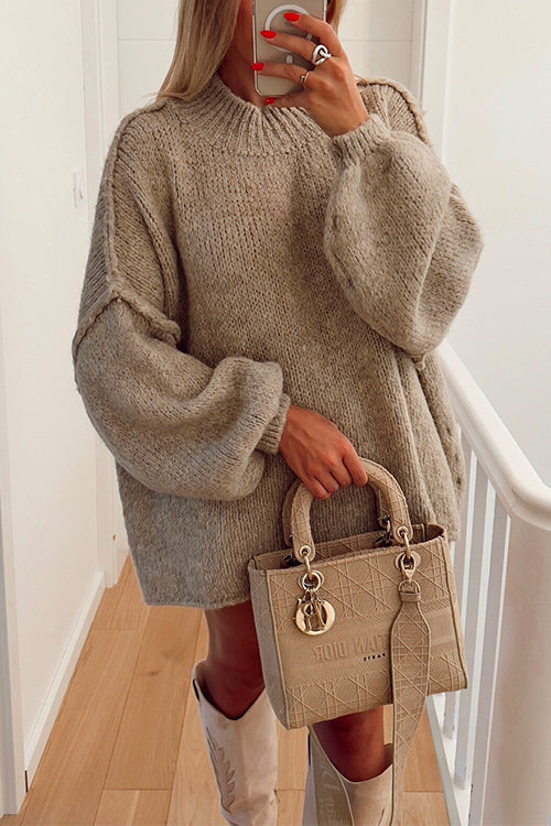 Drop Shoulder Plain Pullover Sweater