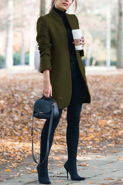 Rosamary Stand Collar Open Front Cardigan