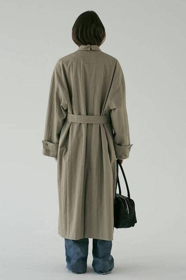Oversized Stand Collar Long Overcoat