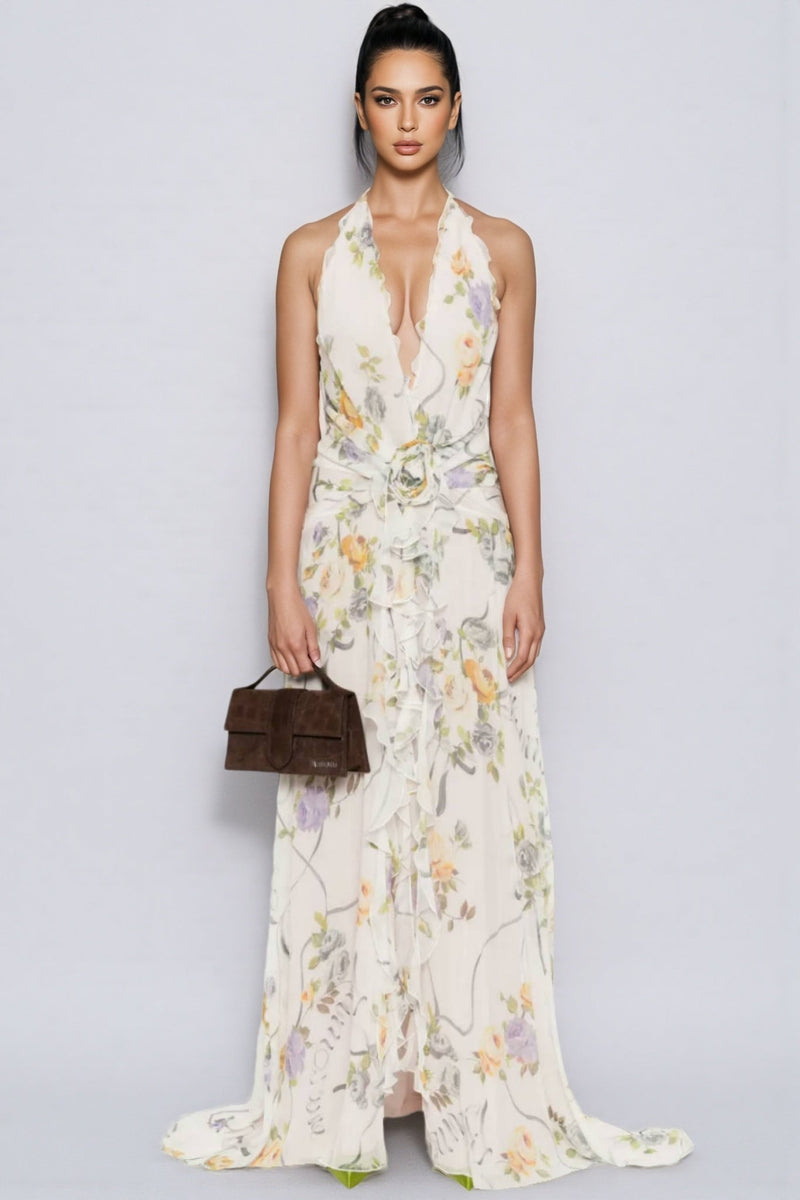 Umbek Print Ruffle Maxi Dress