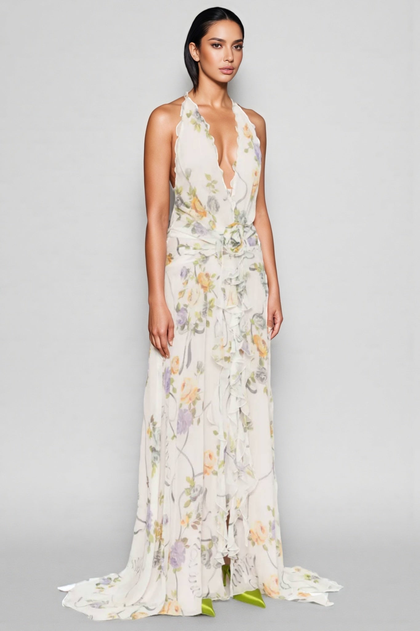 Umbek Print Ruffle Maxi Dress