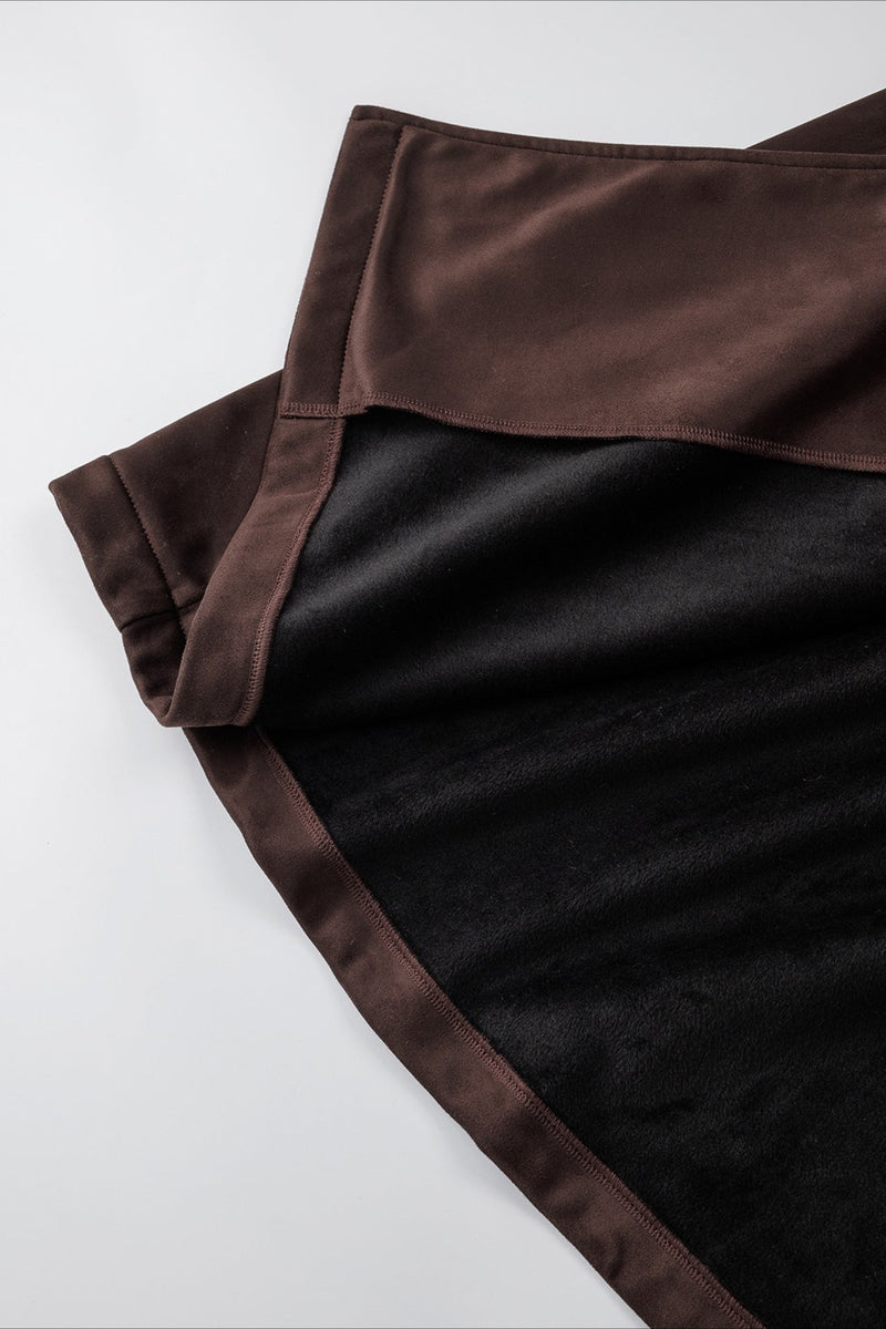Brown Retro Belted Long Line Overcoat