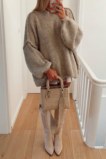 Moxidress Drop Shoulder Plain Pullover Sweater