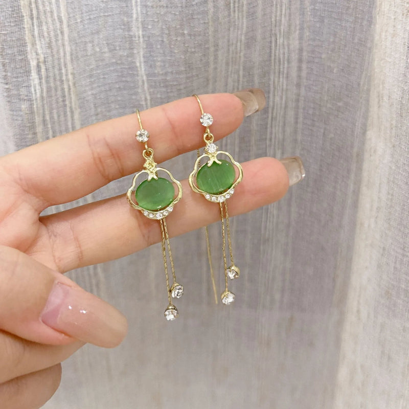 Elegant Jade Drop Earrings