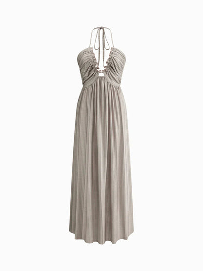 Backless U-neck Halter Strap Long Dress