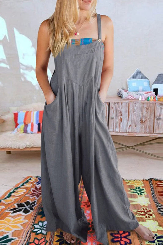 Loose Wide Leg Insert Pocket Jumpsuit