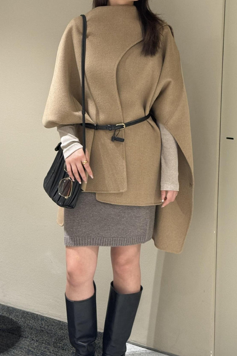 Wool Tencel Scarf Shawl Cape Irregular Coat
