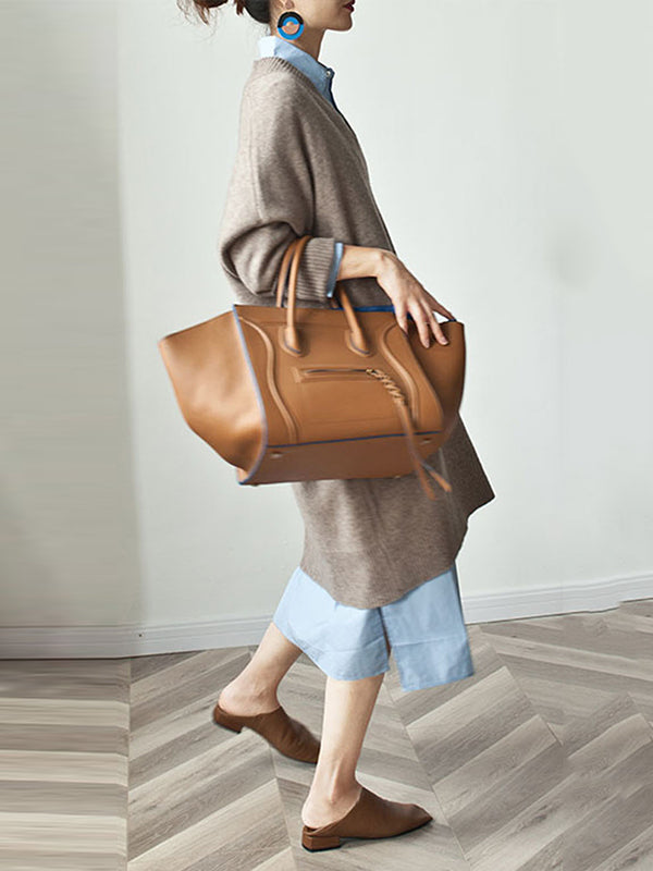 Stylish Long Sleeves Loose Color V-neck Sweater Dresses