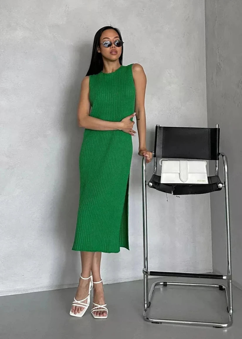 Sleeveless Ribbed Maxi Dress